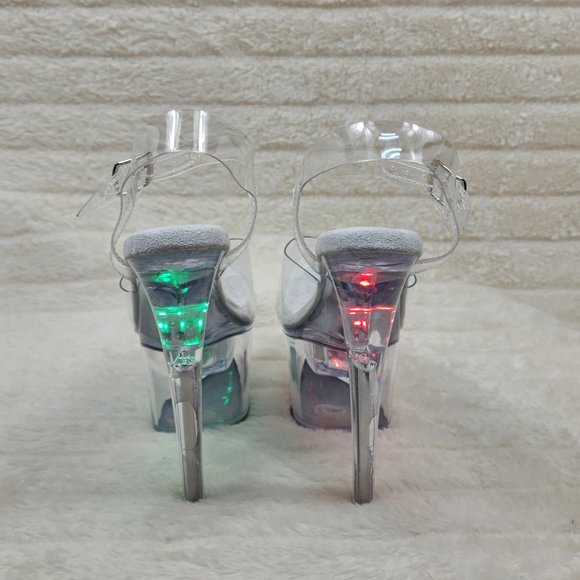 Led Lighted Multi Function Flashdance Clear Platform 7" Heels - Picture 15 of 17